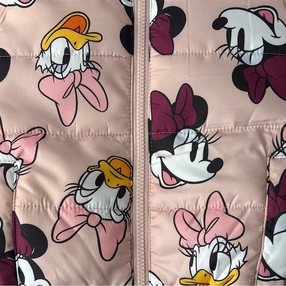 Disney Girls Minnie Mouse Daisy Duck Pink Hooded Winter Puffer Jacket Toddler 3T - Picture 15 of 16